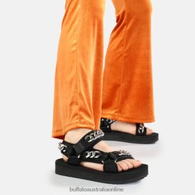 Buffalo Australia BFT62Z922 Buffalo Sage Chain platform sandals vegan Black |Sandals