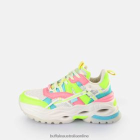 Buffalo Heels BFT62Z128 Buffalo Triplet Hollow Sneakers Low vegan White/Neon Multicolour |Sneakers