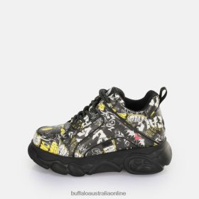 Buffalo Heels BFT62Z209 Buffalo CLD Corin Sneaker Low vegan Graffiti Black |Sneakers