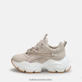 Buffalo Pumps BFT62Z348 Buffalo Binary Chain Trainer Low vegan Beige With Golden Chain |Sneakers
